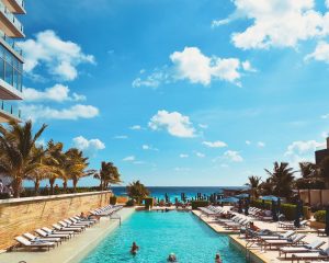 the pool at a luxury hotel