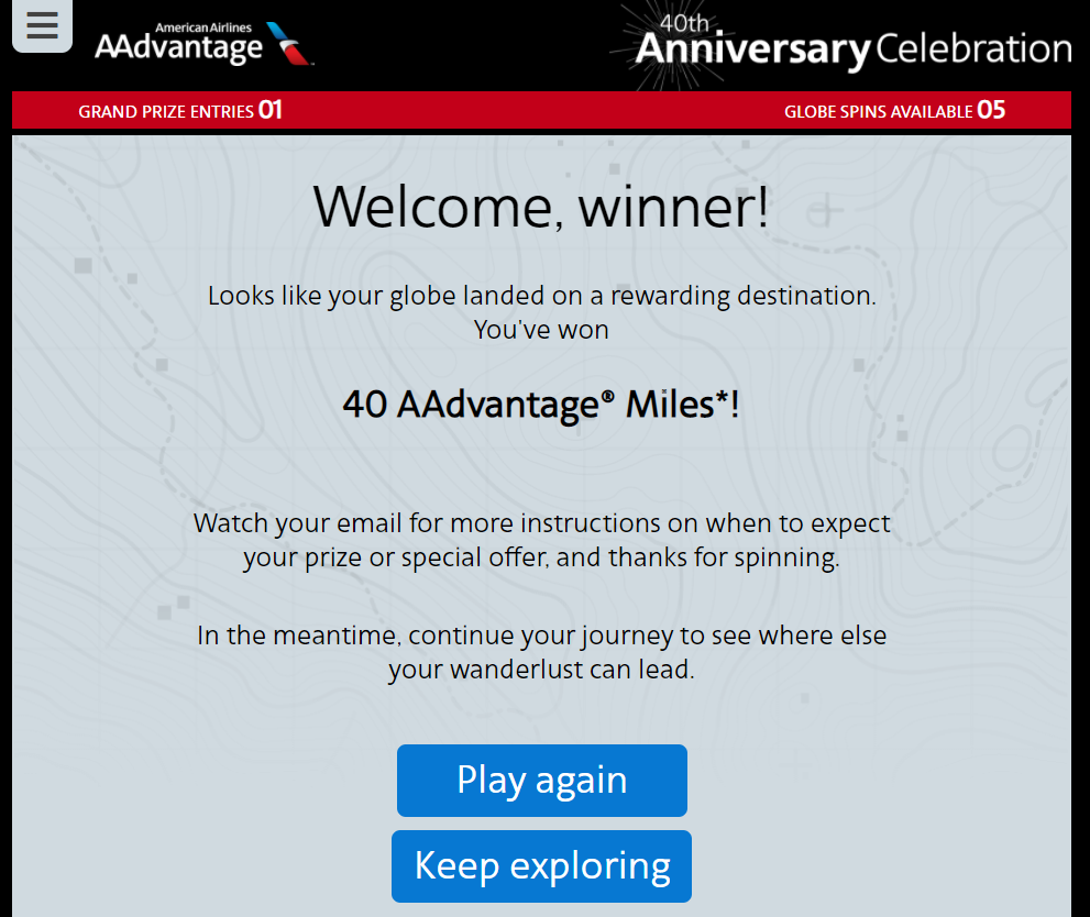AAdvantage sweepstakes winner