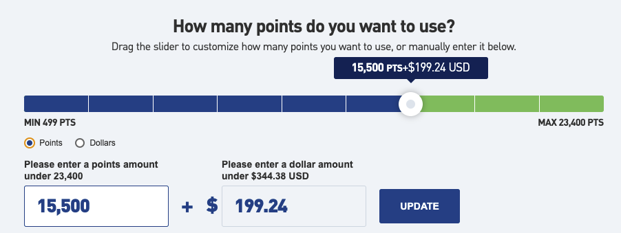 TrueBlue lets you pay with a mix of points and cash