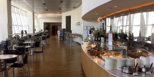 Modern Lufthansa Lounge with dining area