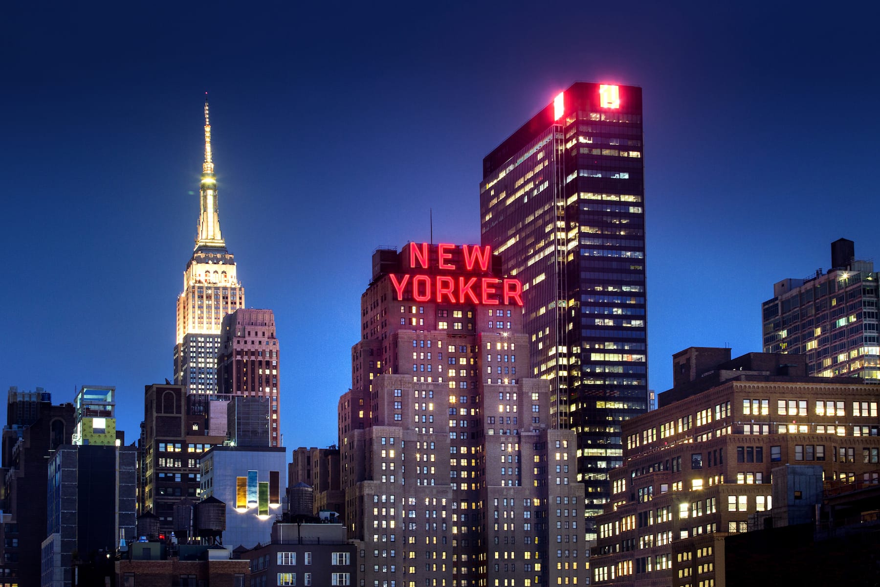 The New Yorker, A Wyndham Hotel, as seen at night