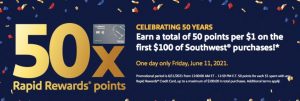 Southwest 50x credit card promotion