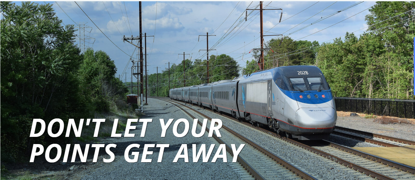 Amtrak banner warning customers to not let points expire
