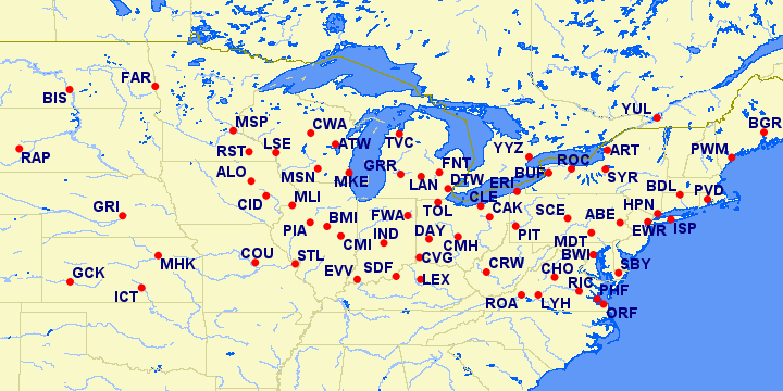 American Airlines Reduced Mileage Awards eligible airports in Northeast for November 2021