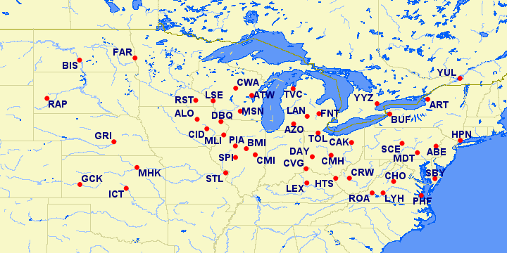 American Airlines Reduced Mileage Awards eligible airports in Northeast for October 2021