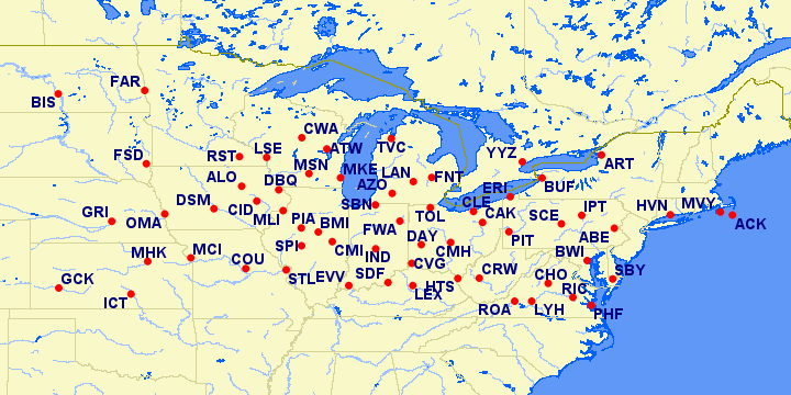 American Airlines Reduced Mileage Awards eligible airports in Northeast for September 2021
