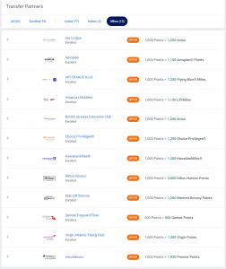 Amex transfer bonuses Sept 2022