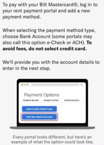 Image from Bilt showing how to start ACH payments to landlords