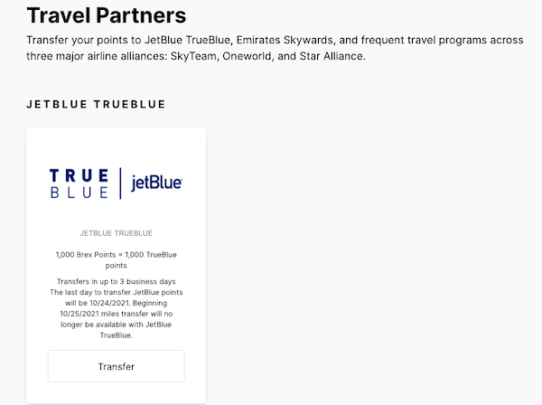 Brex Will No Longer Be a JetBlue Transfer Partner