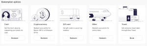 Screenshot showing Brex Rewards point redemption options
