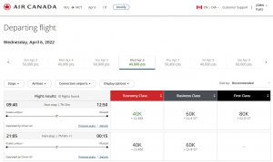 Aeroplan redemption on Oman Air