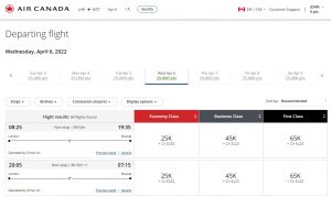 Aeroplan redemptions on Oman Air