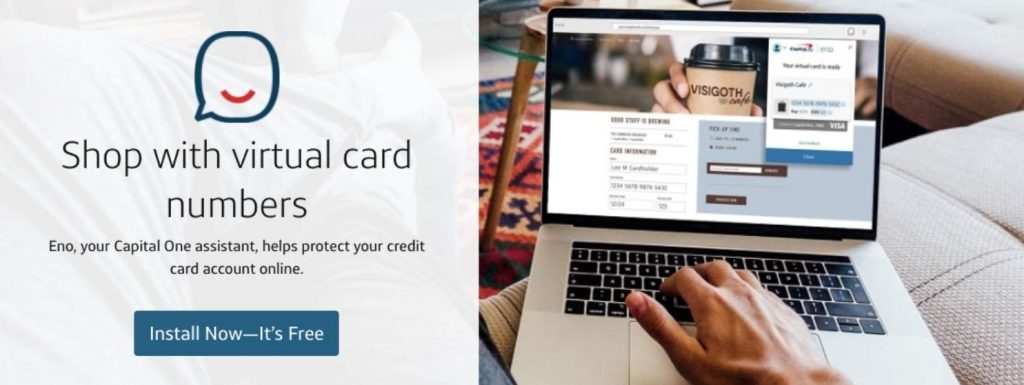 Capital One starting page for creating a virtual credit card with Eno.