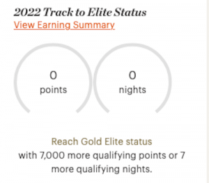Image of my IHG status progress check for 2022