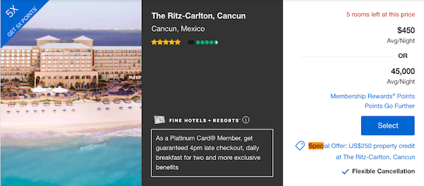 Example of a promotion offer in Cancun