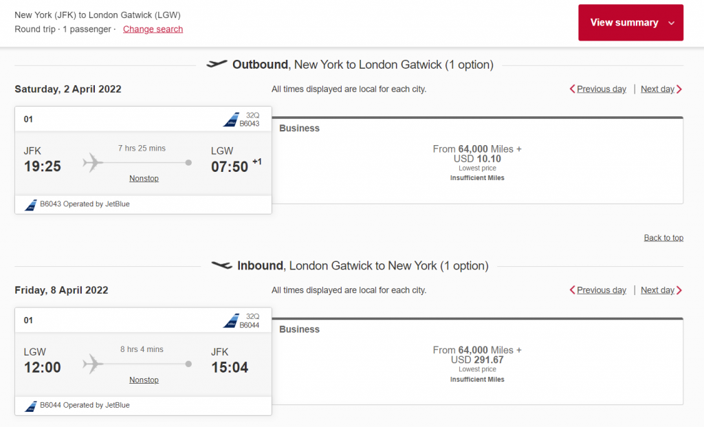 You Can Now Book JetBlue Mint to London with Emirates Skywards Miles