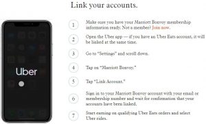 Screenshot showing how to link Marriott Bonvoy account with Uber
