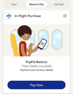 Screenshot showing the final payment screen to make in-flight purchase with PayPal on United flight to get $15 from the promotion