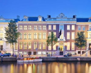 Image of the Waldorf Astoria Amsterdam from across the canal