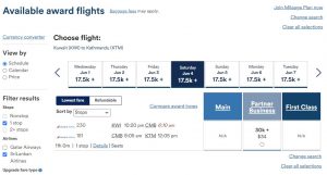 Screenshot of sample itinerary using Alaska miles to fly on SriLankan