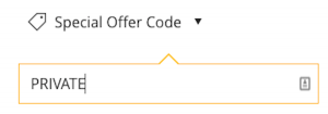 screenshot showing use of the Hyatt Private Sale 2022 offer code