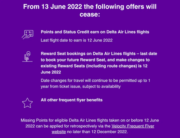 Image in Virgin Australia Velocity email to members about the new partner United and outgoing partner Delta