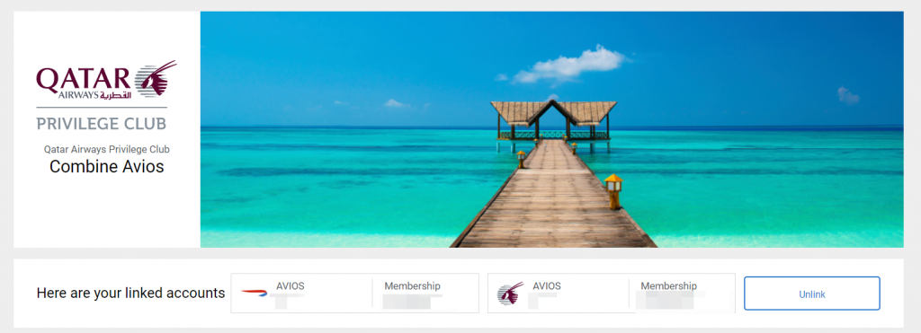 Screenshot shows the options to transfer Avios from your British Airways account to Qatar Airways Privilege Club