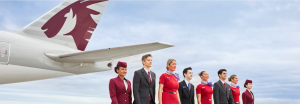 Qatar plane with Qatar and Virgin Australia cabin crew