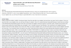 Amex Offers big spending bonus