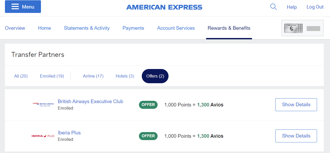 Amex Membership Rewards to Avios Transfer Bonus