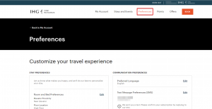 IHG set your earning preferences