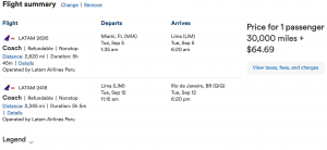 Alaska Mileage Plan award on LATAM with a stopover