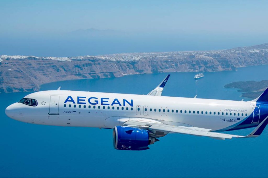 Aegean Airlines Airbus A320NEO in flight