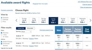 Alaska Mileage Plan award on El Al Newark to Tel Aviv