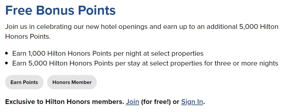 Hilton New Hotels Promo