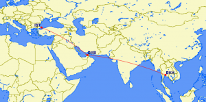 IST to BKK route under 5,000 miles