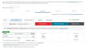 Los Angeles to Delhi in Emirates business class for 110,000 Aeroplan points