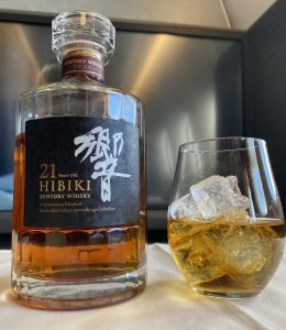 Suntory Hibiki 21 served on ANA First Class