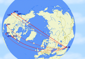 Select Emirates routes to the US.