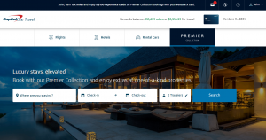 Premier Collection tab selected within Capital One Travel