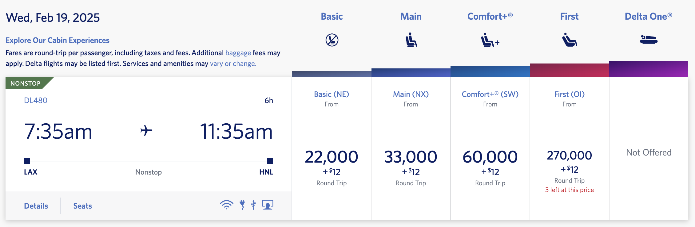 Delta round-trip award from LAX to HNL for 22K SkyMiles.