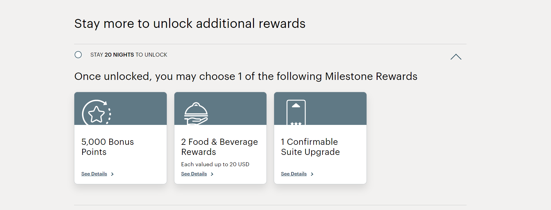 IHG® One Rewards Milestone Rewards Options