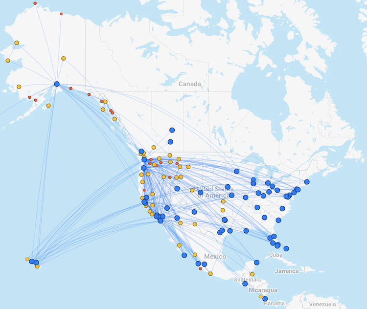 Alaska Airlines route map