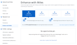 American Airlines Enhance with Miles Status for a Day locked