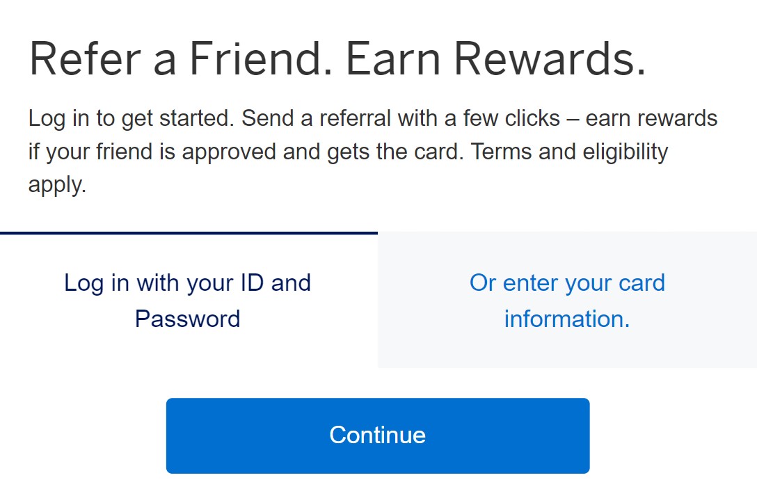 Amex Friend Referral Page