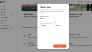 Brex cash redemption example showing devaluation