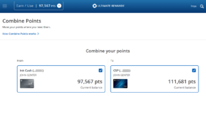 Combine Chase Ultimate Rewards points from Ink Cash to Chase Sapphire Preferred
