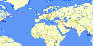 EWR to BKK via DXB