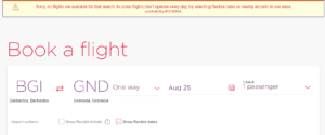 Virgin Atlantic Barbados to Grenada error
