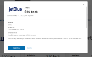 Save $50 back on a JetBlue flights purchase of at least $250